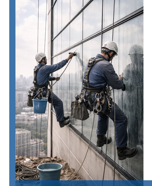 Профессиональная мойка фасадных окон альпинистами в Фрязине