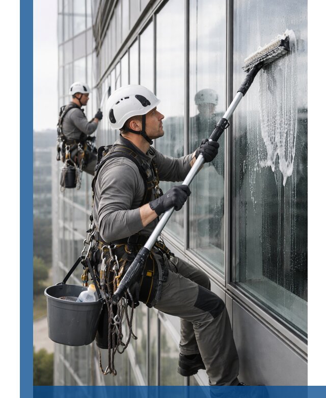 Высотная мойка сплошного остекления с выездом в Фрязине