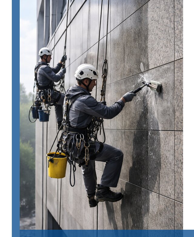 Профессиональная мойка фасада из керамогранита в Фрязине