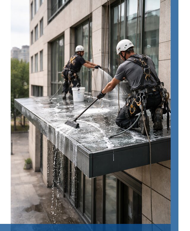 Мойка козырьков и навесов в Фрязине от 3635 р. | ВЫСОТНИК-Фрз