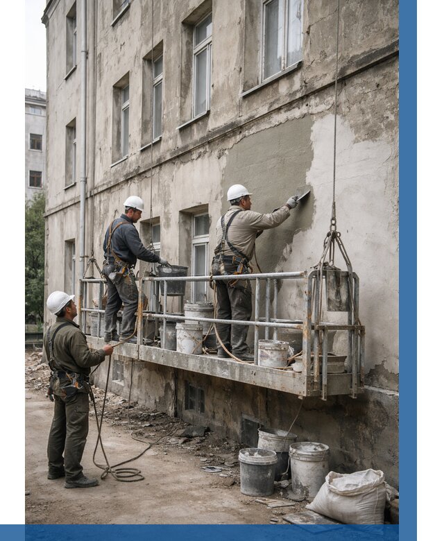 Капитальный ремонт фасада в Фрязине от 4362 р. | ВЫСОТНИК-Фрз