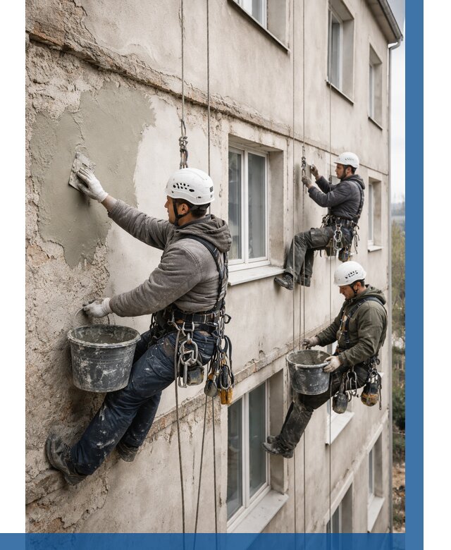 Ремонт штукатурного фасада в Фрязине от 779 р. под ключ | ВЫСОТНИК-Фрз