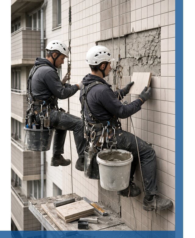 Ремонт облицовки фасада плиткой в Фрязине от 1869 р. | ВЫСОТНИК-Фрз