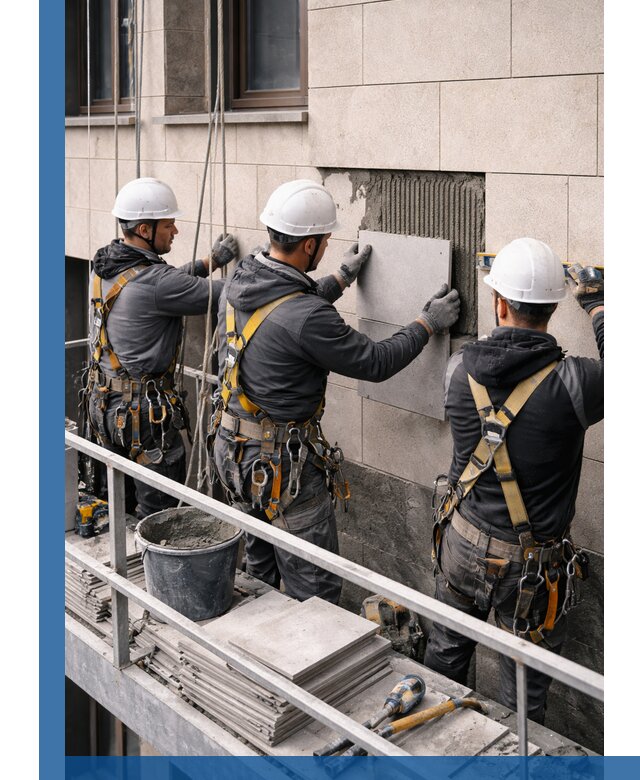 Ремонт облицовки фасада плиткой в Фрязине с гарантией