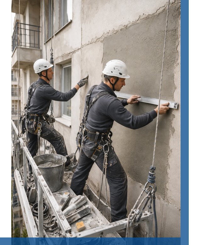 Штукатурка фасада на высоте в Фрязине от 935 р. | ВЫСОТНИК-Фрз