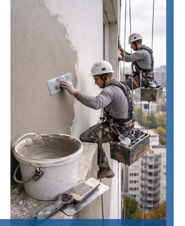 Шпаклевка фасада на высоте в Фрязине от 727 р. | ВЫСОТНИК-Фрз