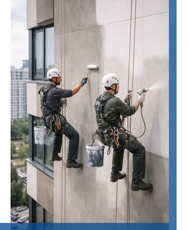 Покраска фасада альпинистами в Фрязине от 312 р. | ВЫСОТНИК-Фрз