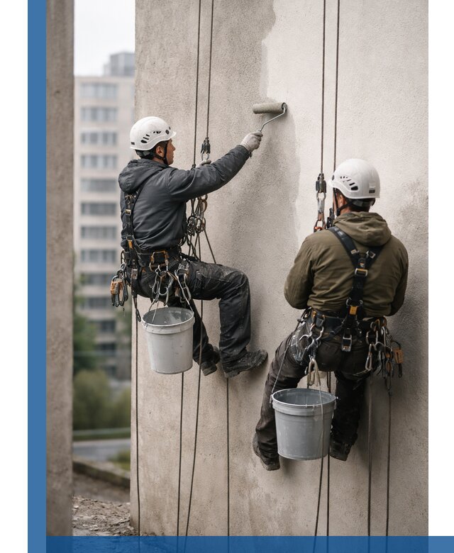 Покраска фасадов высотными альпинистами в Фрязине с гарантией