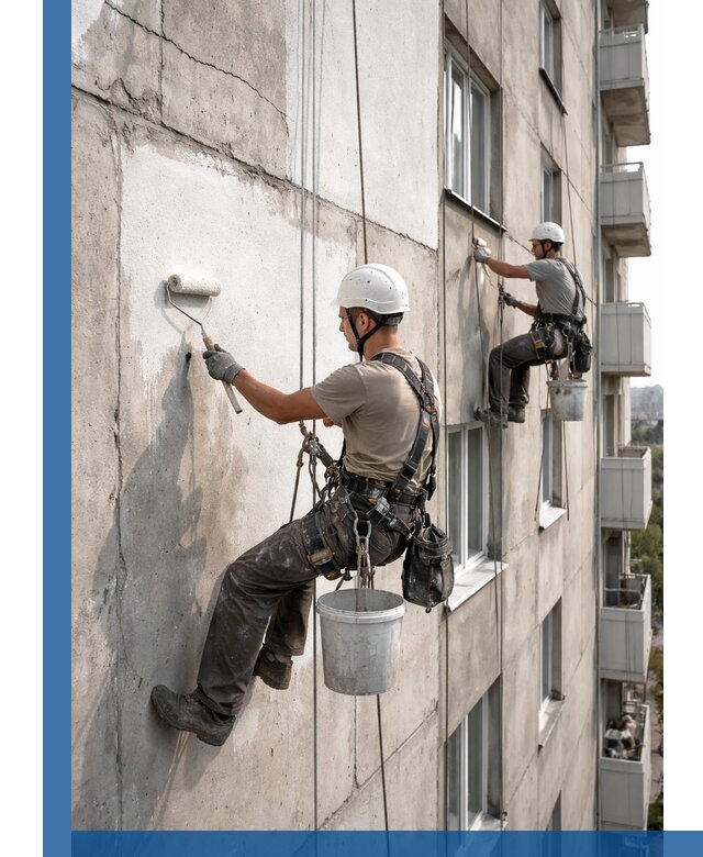 Покраска бетонного фасада в Фрязине для жилых и промышленных объектов