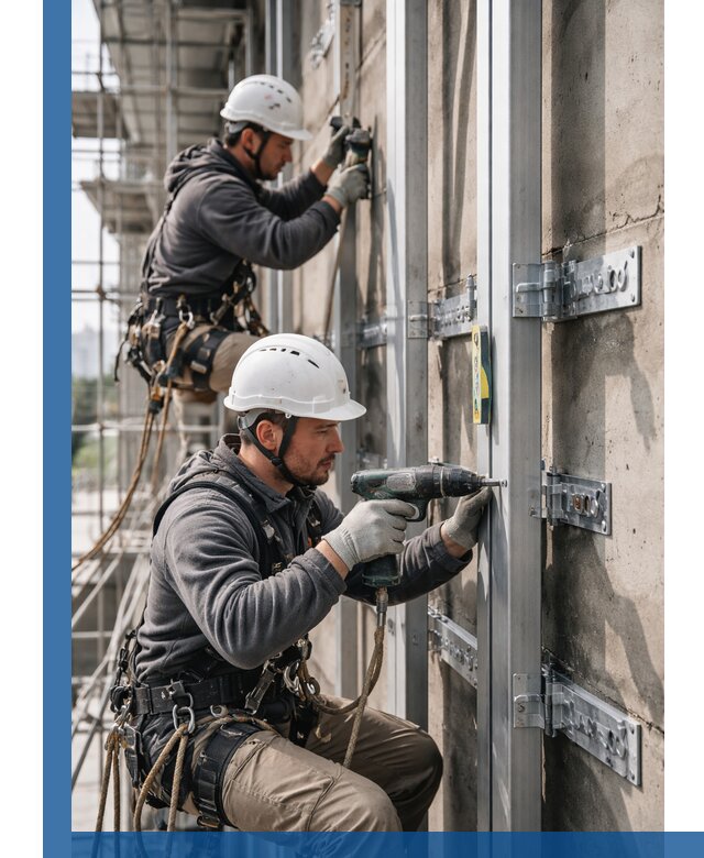 Монтаж и крепление подсистемы вентфасада в Фрязине