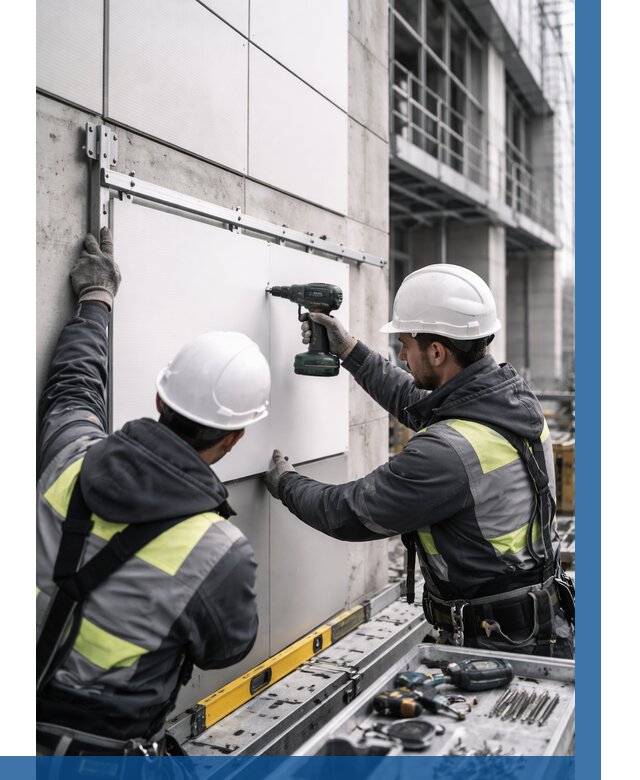 Монтаж композитных панелей фасада в Фрязине от 2596 р. | ВЫСОТНИК-Фрз