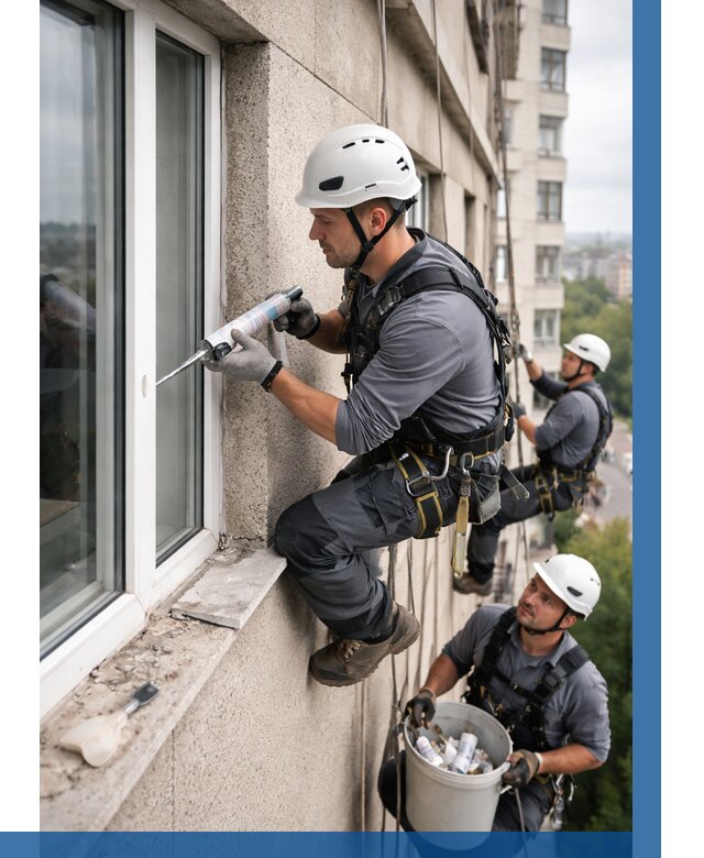 Герметизация оконных швов снаружи в Фрязине от 1558 р. | ВЫСОТНИК-Фрз