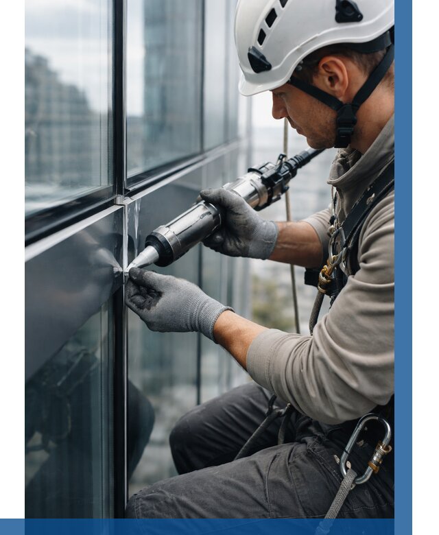 Герметизация стыков витража в Фрязине от 1246 р. | ВЫСОТНИК-Фрз