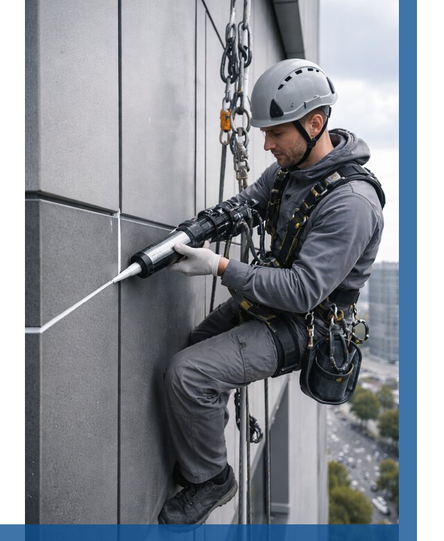 Герметизация стыков фасадных панелей в Фрязине от 6750 р.| ВЫСОТНИК-Фрз