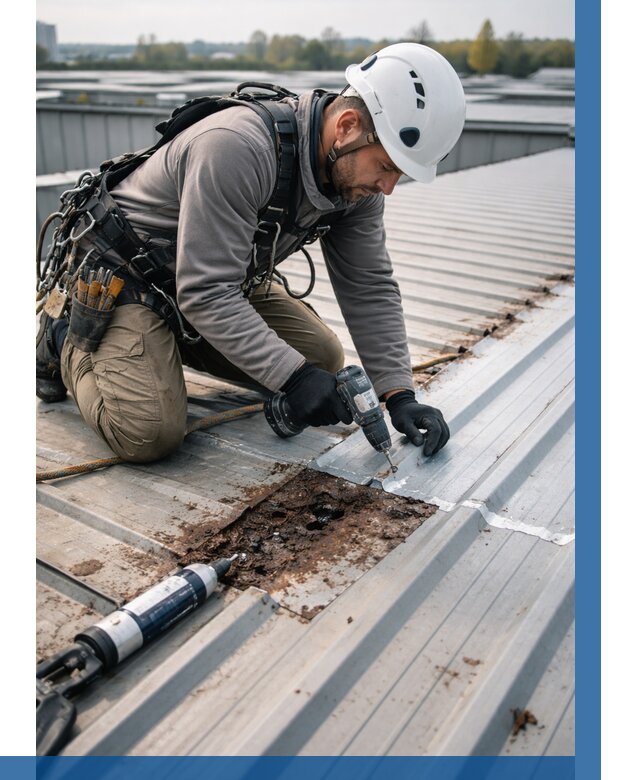 Ремонт профнастила на кровле в Фрязине от 727 р. | ВЫСОТНИК-Фрз