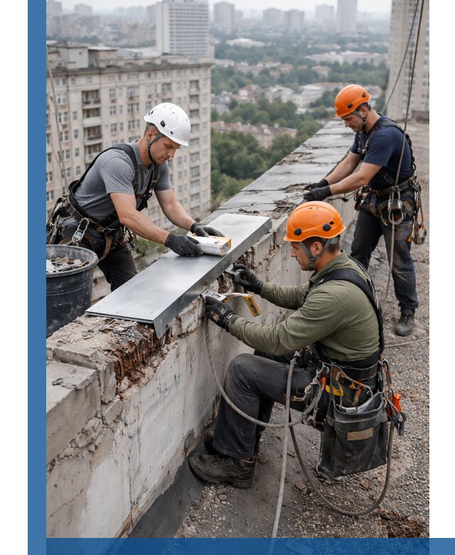 Ремонт парапета на кровле в Фрязине, высотные работы с гарантией