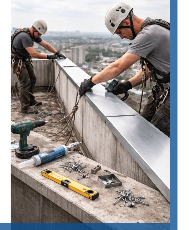 Монтаж парапетных крышек в Фрязине от 831 р. | ВЫСОТНИК-Фрз