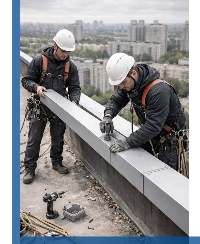 Монтаж парапетных крышек и ограждений кровли в Фрязине