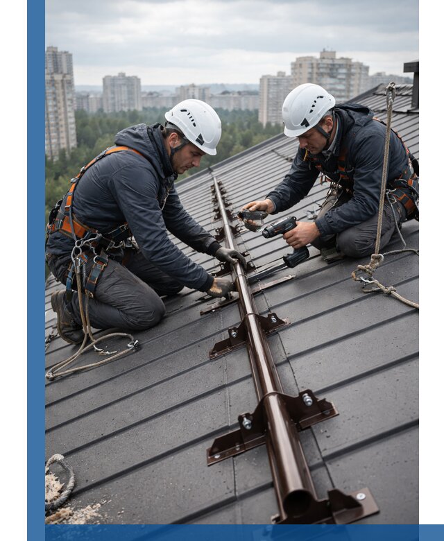 Монтаж снегозадержателей на кровле зданий в Фрязине под ключ