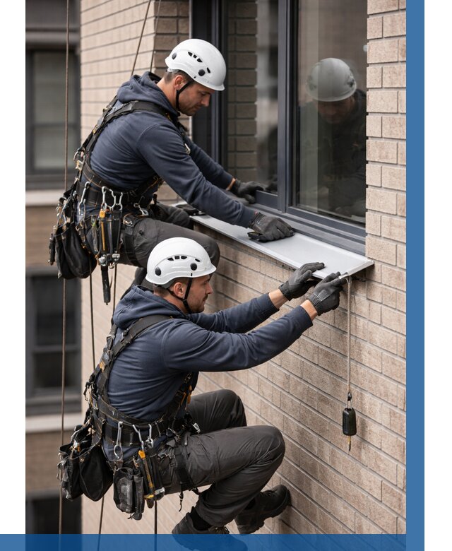 Монтаж оконных отливов под ключ в Фрязине от 3635 р. | ВЫСОТНИК-Фрз