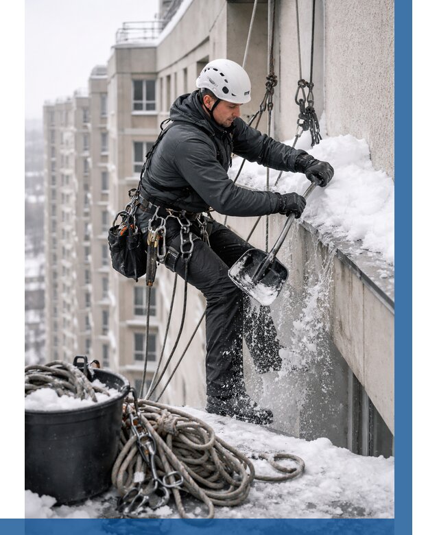 Очистка карнизов от снега в Фрязине от 312 р. | ВЫСОТНИК-Фрз