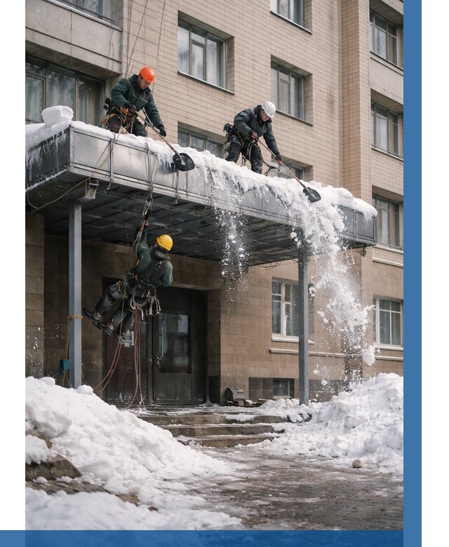 Очистка козырьков от снега в Фрязине от 3635 р. | ВЫСОТНИК-Фрз