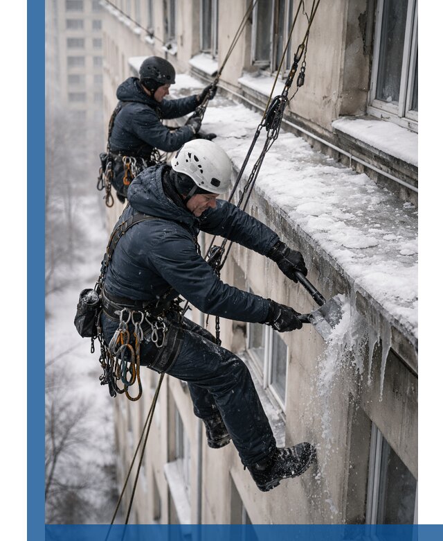 Удаление наледи и сосулек с карнизов в Фрязине профессионально