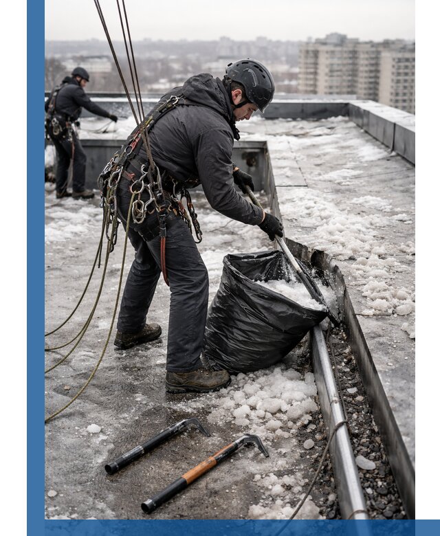 Аварийная очистка кровли в Фрязине от промальпинистов