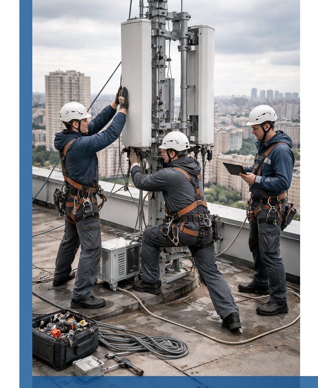 Монтаж антенн связи на крыше в Фрязине с вводом в эксплуатацию