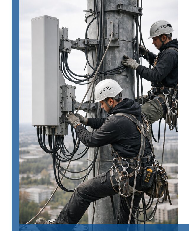 Монтаж оборудования связи на мачте в Фрязине с пусконаладкой