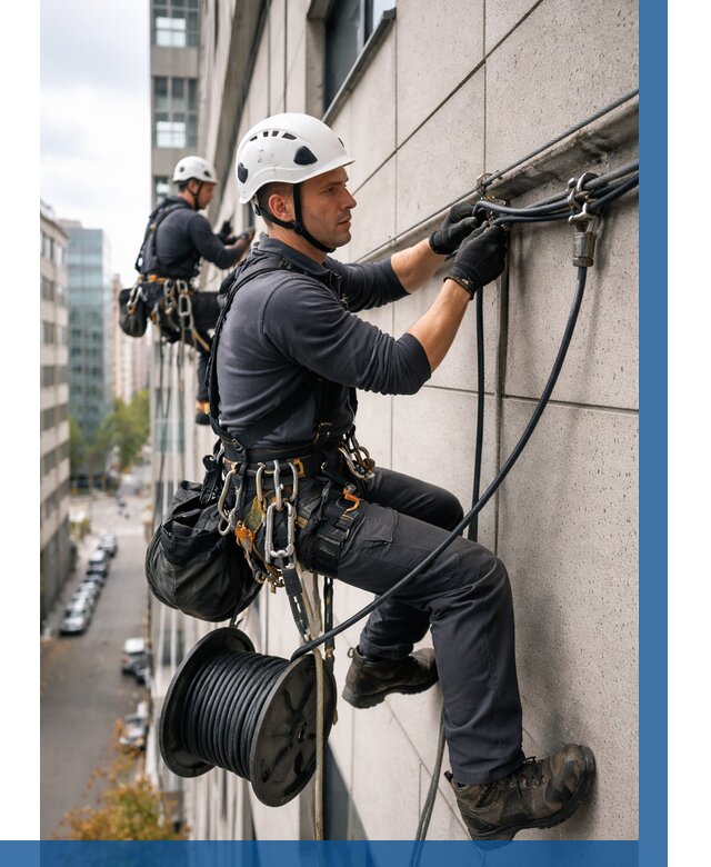 Прокладка кабеля по фасаду в Фрязине от 363 р. | ВЫСОТНИК-Фрз