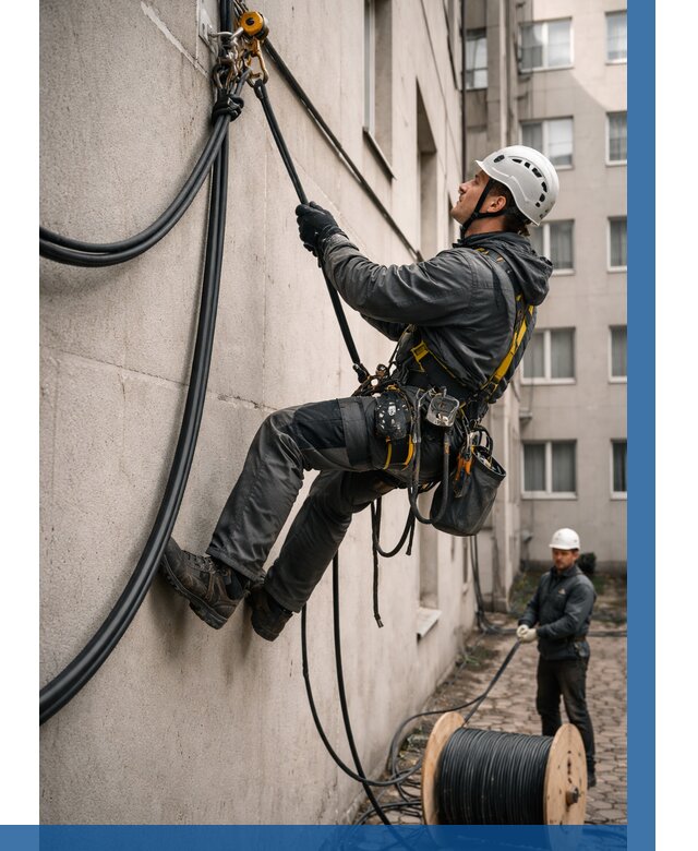 Протяжка кабеля питания на высоте в Фрязине от 467 р. | ВЫСОТНИК-Фрз