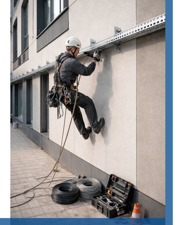 Монтаж кабельных лотков на фасаде в Фрязине от 1246 р. | ВЫСОТНИК-Фрз