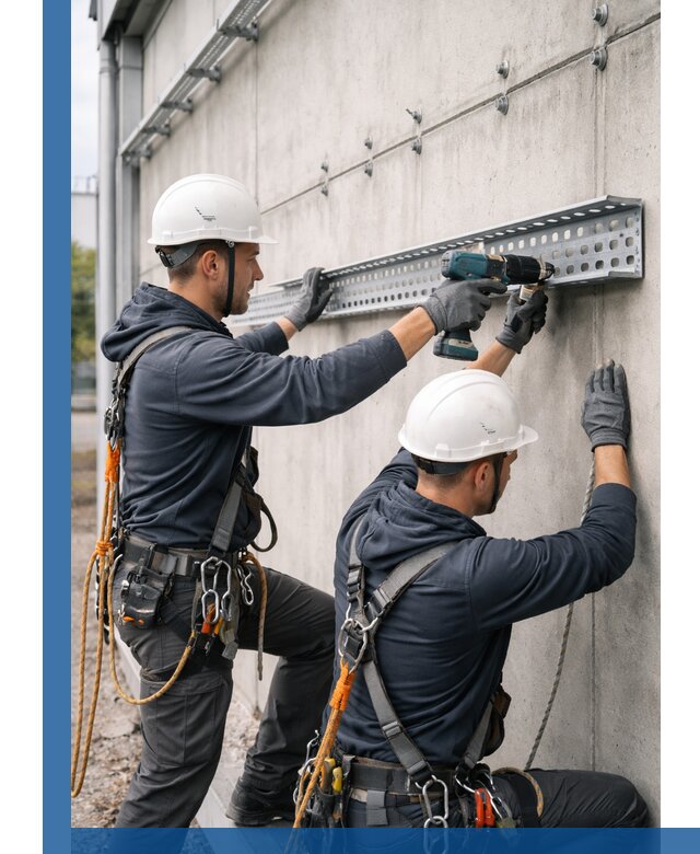 Монтаж кабельных лотков на фасаде зданий в Фрязине с гарантией