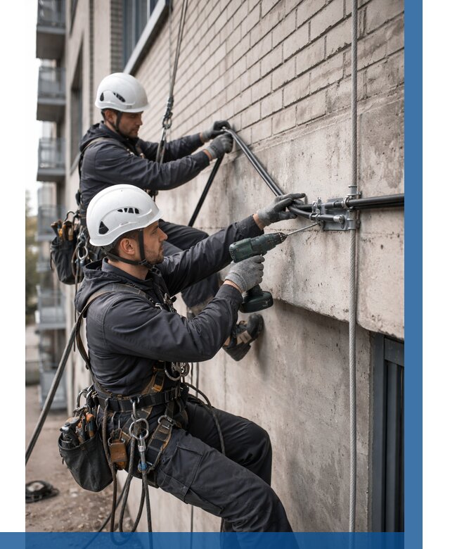 Крепление кабеля на фасаде в Фрязине от 363 р. | ВЫСОТНИК-Фрз