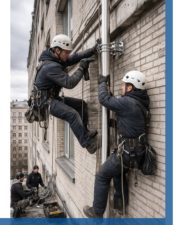 Монтаж флагштока на здании в Фрязине от 6750 р. | ВЫСОТНИК-Фрз