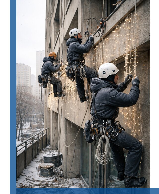 Монтаж новогодней иллюминации и украшение фасадов в Фрязине