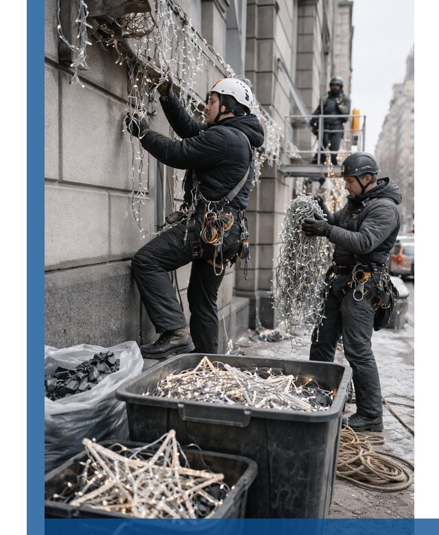 Демонтаж новогоднего оформления и гирлянд в Фрязине