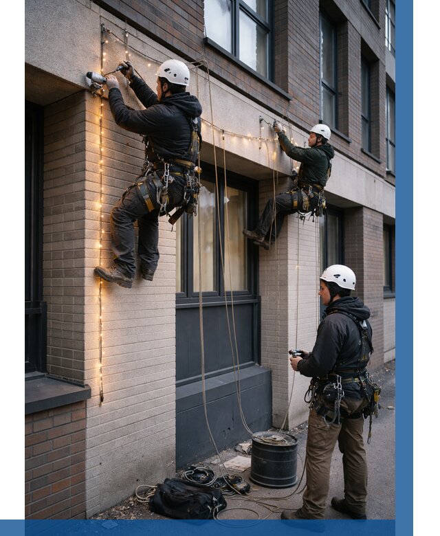 Монтаж гирлянд на фасаде в Фрязине от 3635 р. | ВЫСОТНИК-Фрз