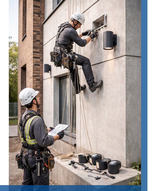 Монтаж фасадного освещения в Фрязине от 2596 р. | ВЫСОТНИК-Фрз