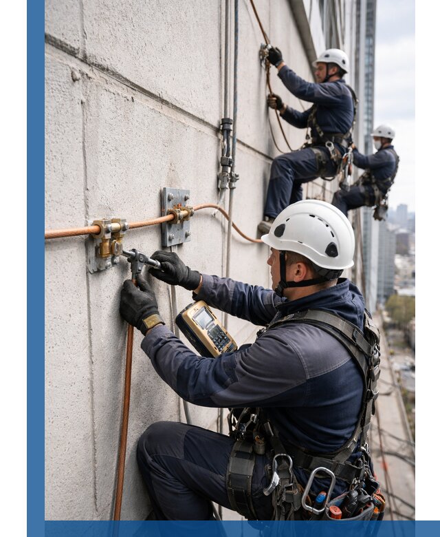 Монтаж системы заземления здания и молниезащиты в Фрязине