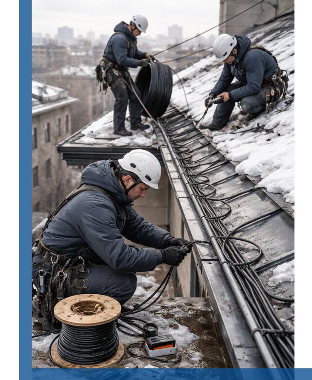 Монтаж греющего кабеля на кровле в Фрязине под ключ