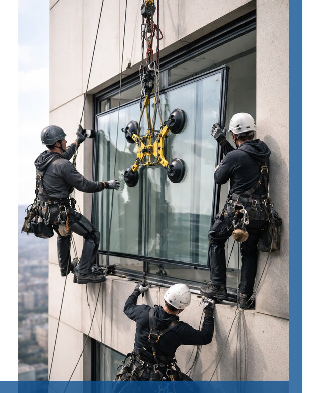 Монтаж стеклопакетов на высоте в Фрязине от 3323 р. | ВЫСОТНИК-Фрз