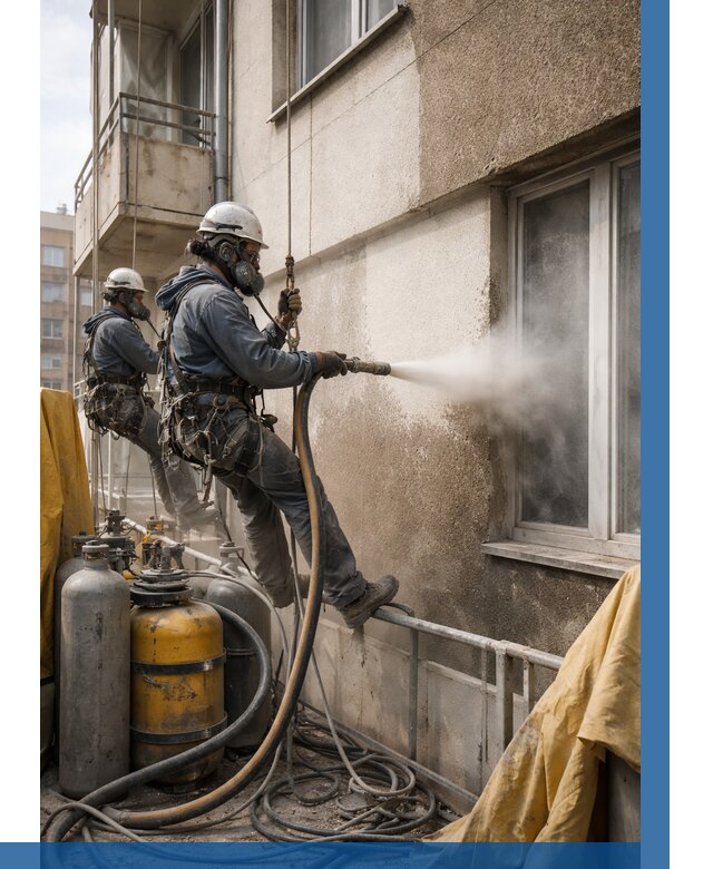 Пескоструйная очистка фасада в Фрязине от 675 р. | ВЫСОТНИК-Фрз