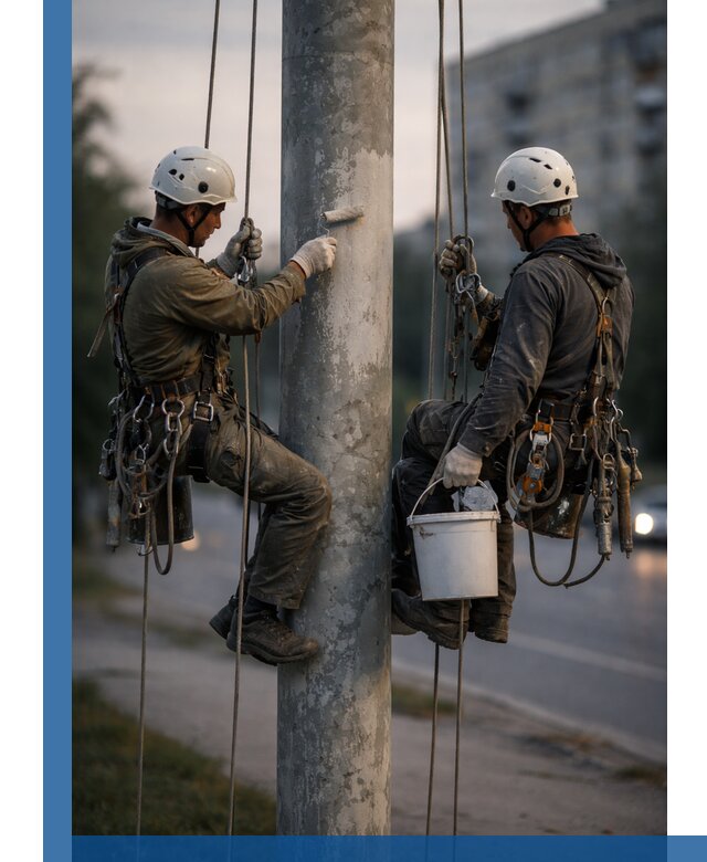 Покраска опор освещения и антикоррозийная защита в Фрязине
