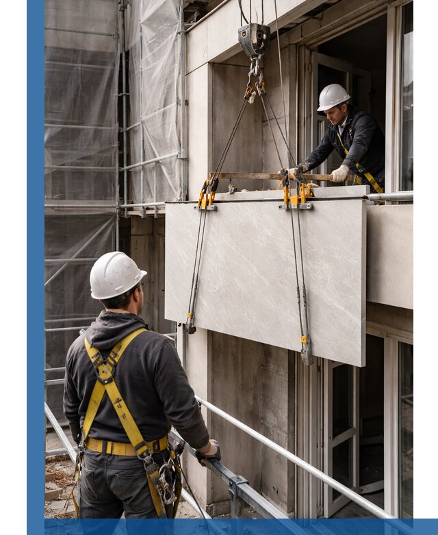 Подъем керамогранита на этаж в Фрязине грузчиками и техникой