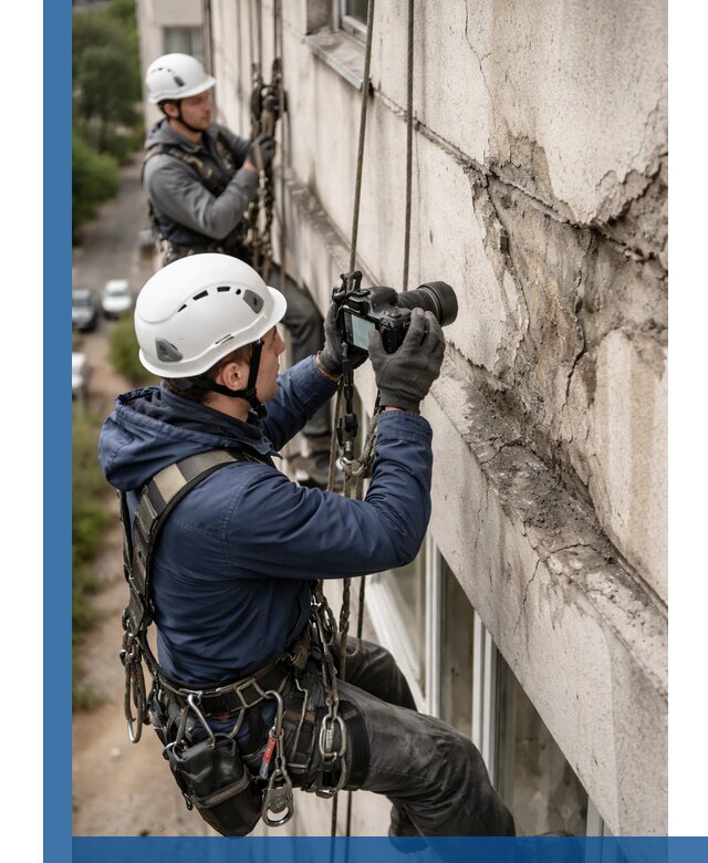 Фотофиксация дефектов фасада с высотной съемкой в Фрязине